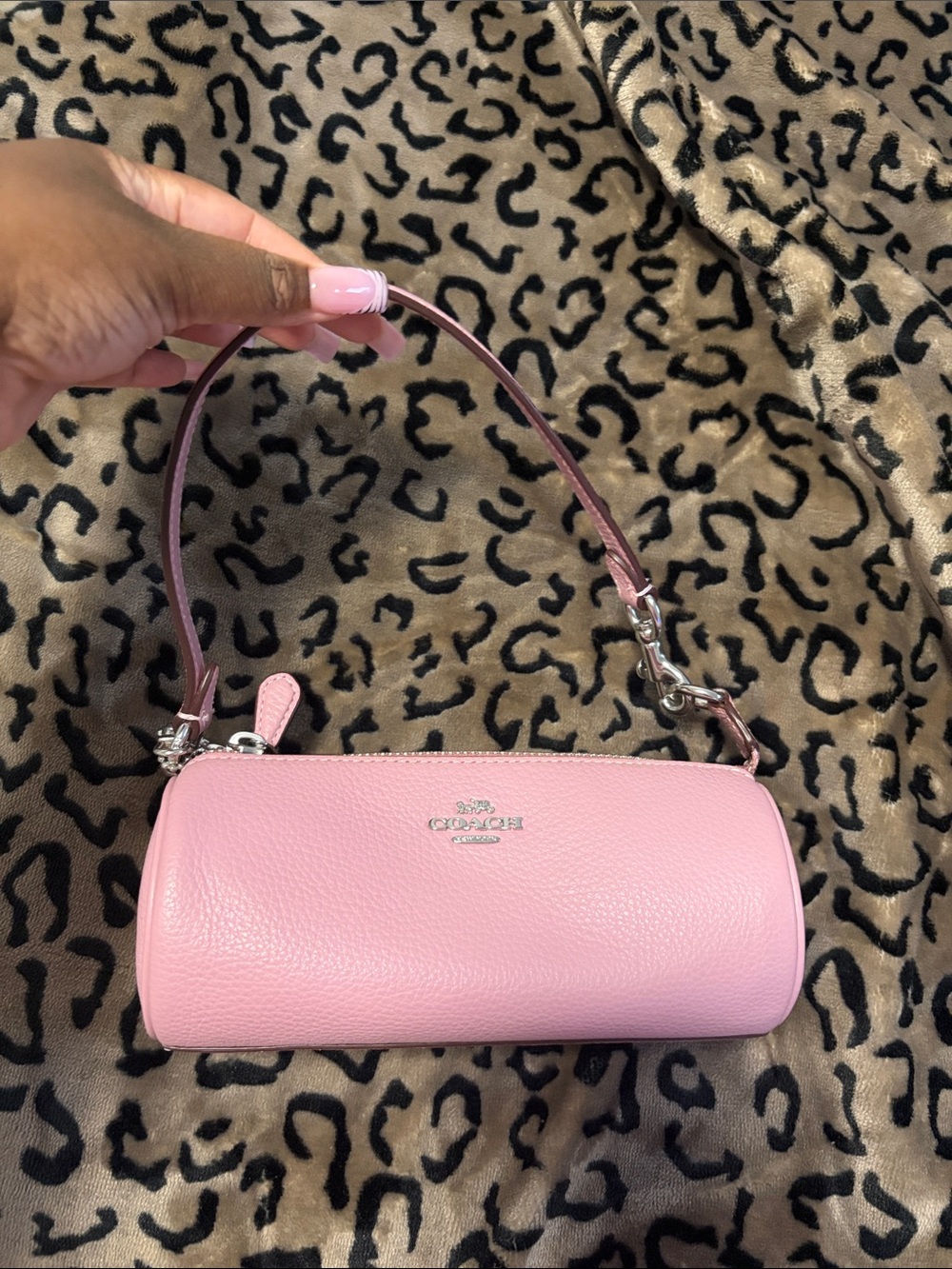 Coach Pink Pebbled Leather Barrel Wristlet